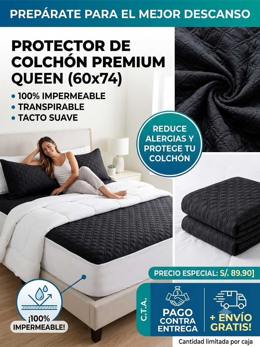 PROTECTOR DE COLCHONES QUEEN 60X74 / A PRUEBA DE AGUA / WATERPROOF MATTRESS (100XCAJA)